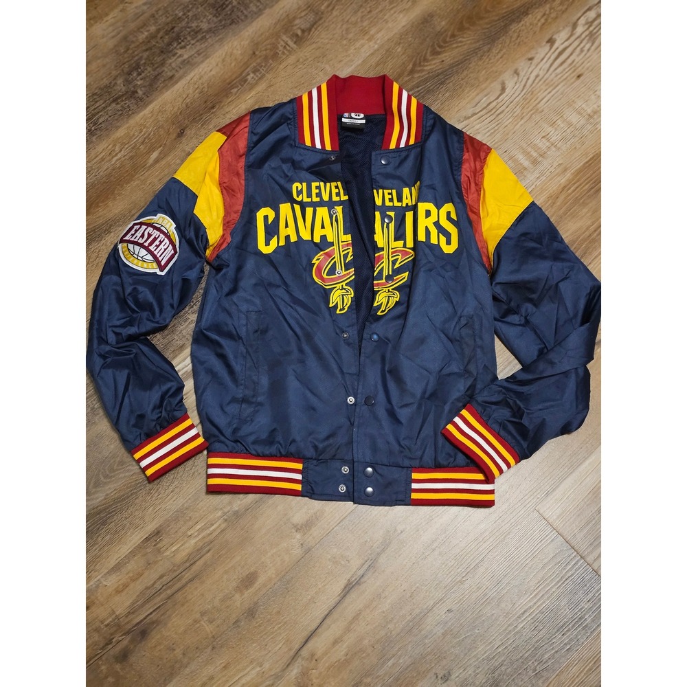 NBA Cleveland Cavaliers Varsity Windbreaker Jacket Navy Blue Gold Mens Small